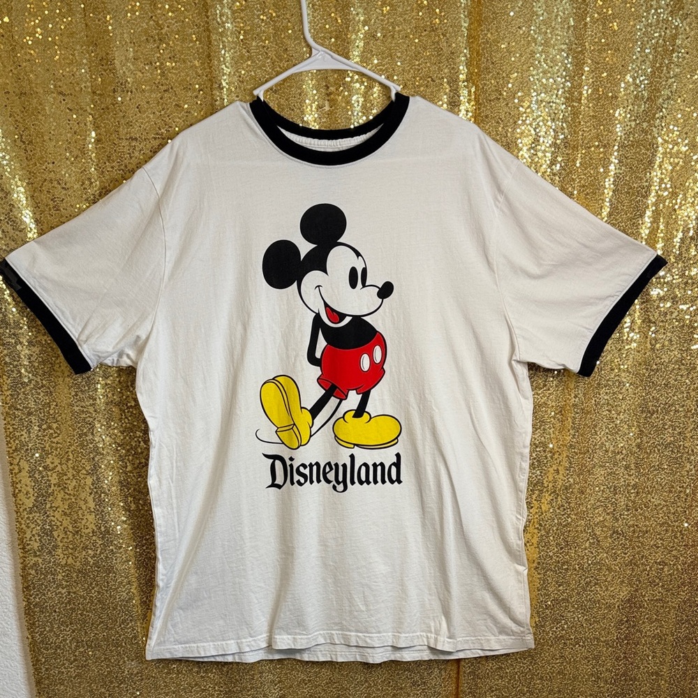 Disney Unisex  Mickey Mouse White Tee with Black Accents 100% cotton